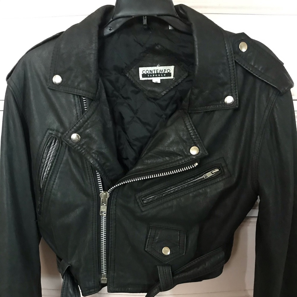 Vintage contempo casuals leather moto jacket